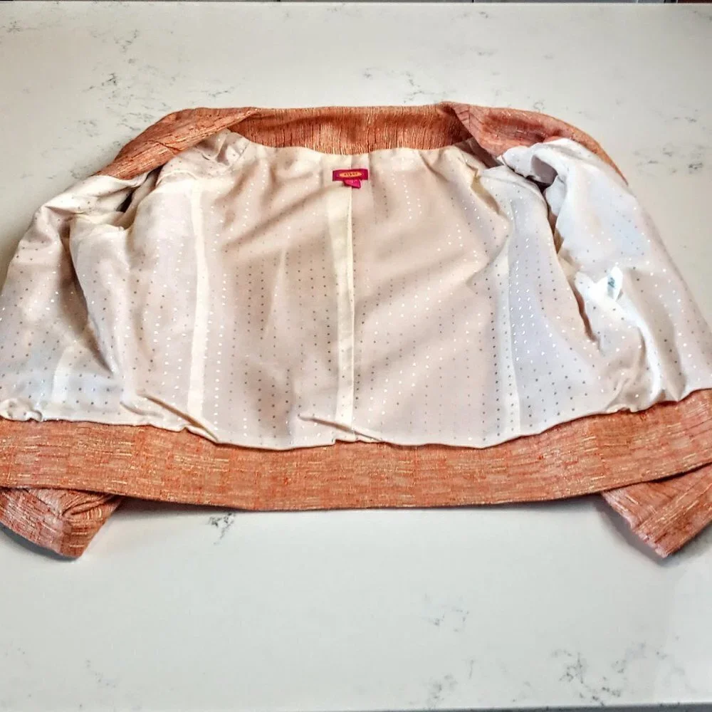 Eye Orange Shimmer Linen Blend Crop Jacket